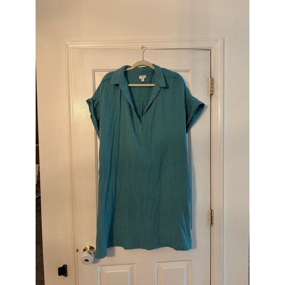 J.Crew Women's Teal Short Sleeve Dress - Size XL